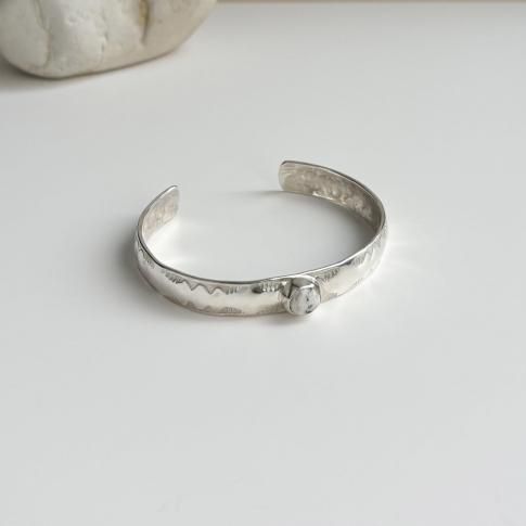 Stamp Bangle /White Buffalo