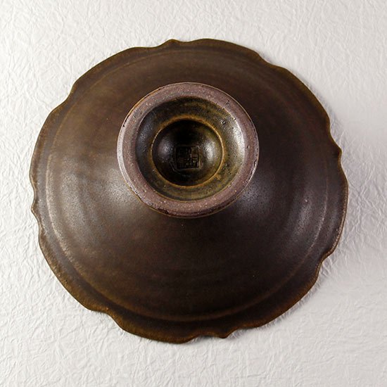 彫刻コンポート皿18cm　サビ釉  / 古谷製陶所