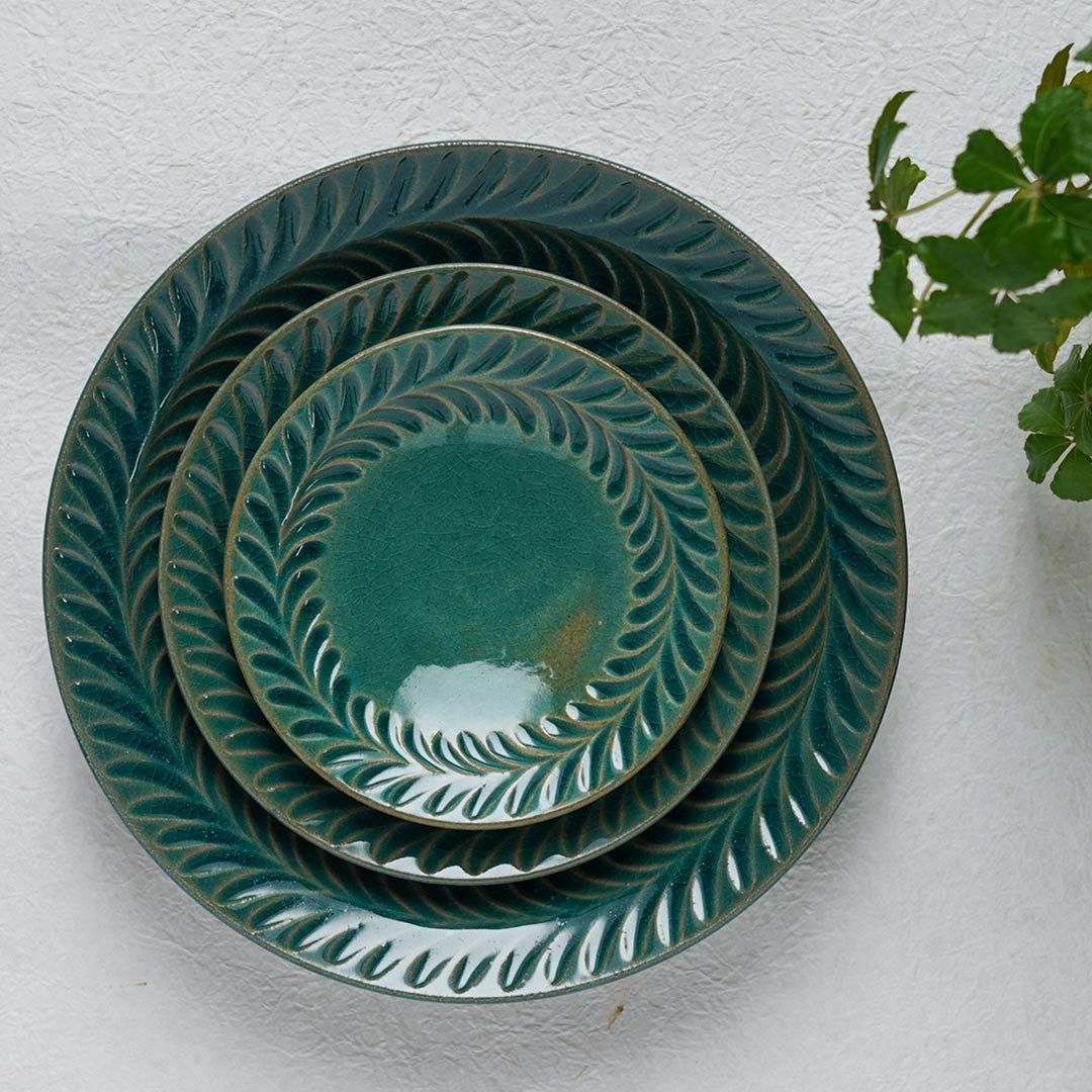 7寸葉紋皿 トルコブルー 市野耕｜生活普段議shop