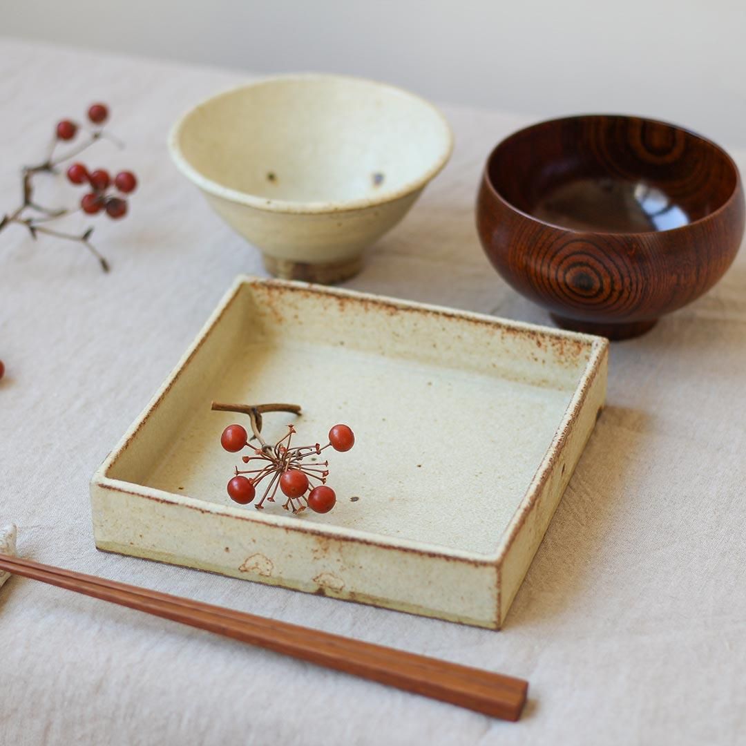 箱皿7寸 黄粉引 佐藤敬｜生活普段議shop
