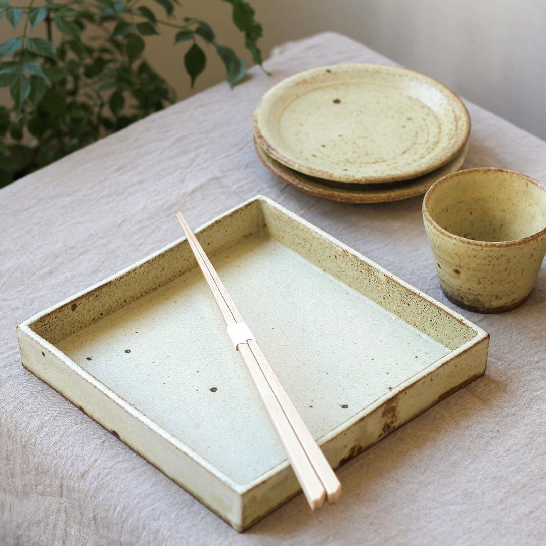 箱皿9寸 黄粉引 佐藤敬|生活普段議shop