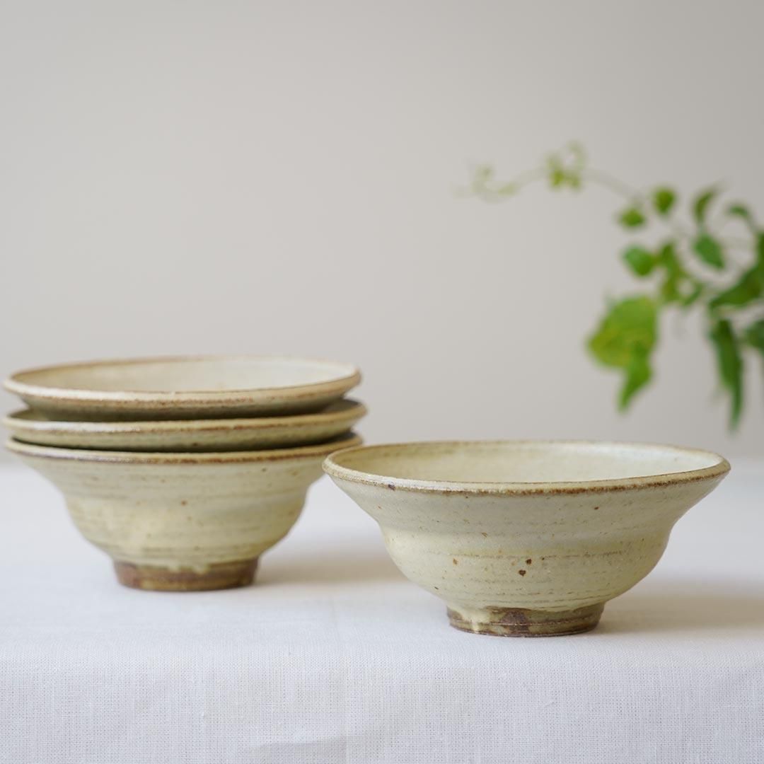 一部未使用】作家もの 益子焼 佐藤敬 黄粉引 陶器 5枚セット