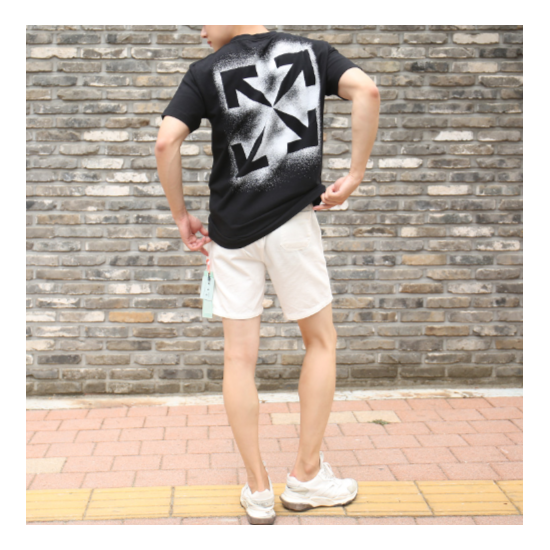 オフホワイト / STENCIL S/S SLIM TEE / ブラック / スリム / Tシャツ