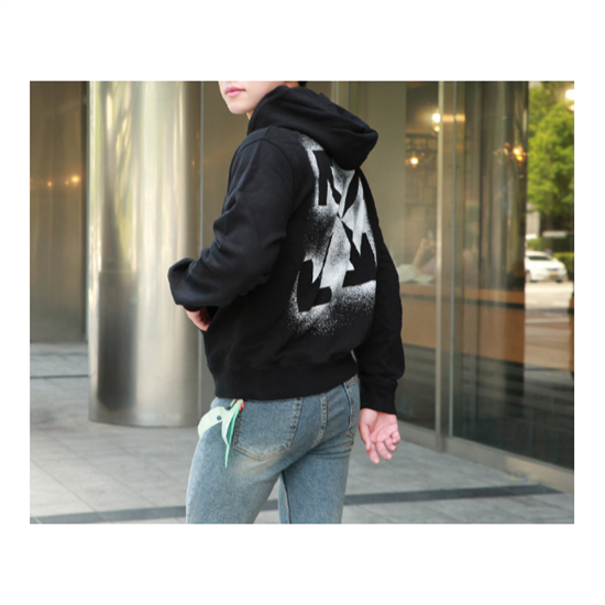 オフホワイト / STENCIL SLIM HOODIE / BLACK WHITE / ブラック