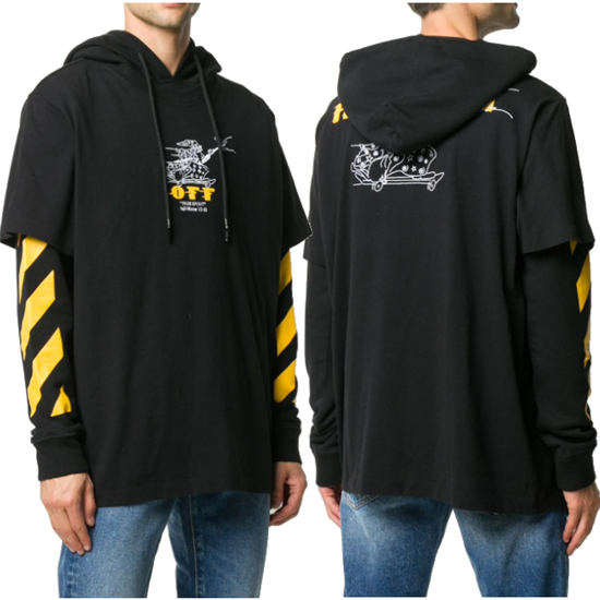 オフホワイト Diag Free Wizard Double Tee Hoodie ブラック パーカー オフホワイト Off Whiteの通販店舗 オフホワイトファン