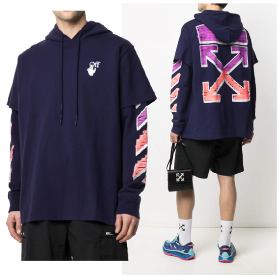 オフホワイト /MARKER DOUBLE TEE HOODIE / ASTRAL AURA FUCHSIA オフホワイト /MARKER DOUBLE TEE HOODIE / ASTRAL AURA FUCHSIA