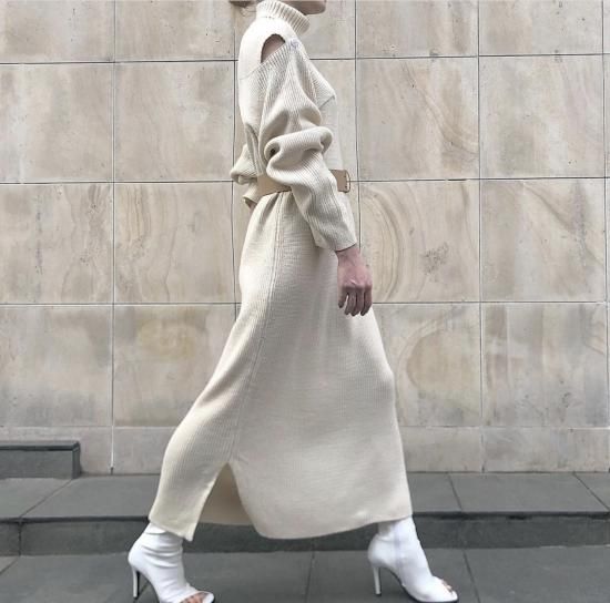 sacai luck ニット ワンピース スリットドレス ケーブル リブ レース-
