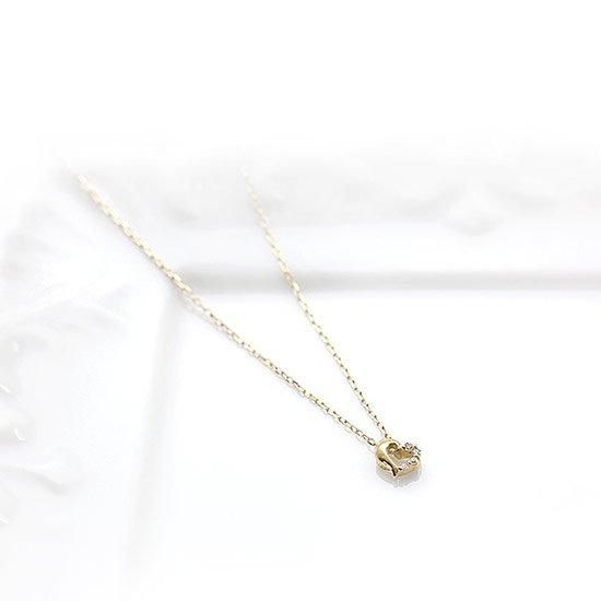 女性へのプレゼント 心葉 ダイヤモンド ハートネックレス K10 10 女性へのプレゼント 心葉 ダイヤモンド ハートネックレス K10 10