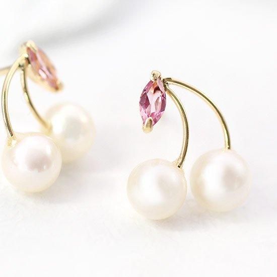本真珠、ピンクトルマリンピアス　k18 ギミック付き 本真珠、ピンクトルマリンピアス k18 ギミック付き K18PG ピンク