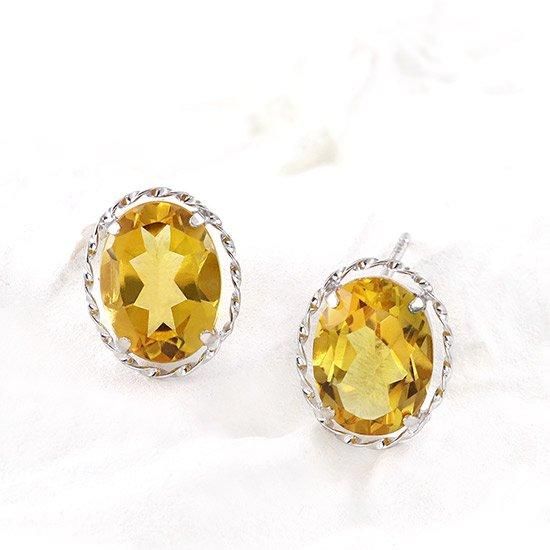 シトリン　k18　一粒ピアス K18シトリンピアス