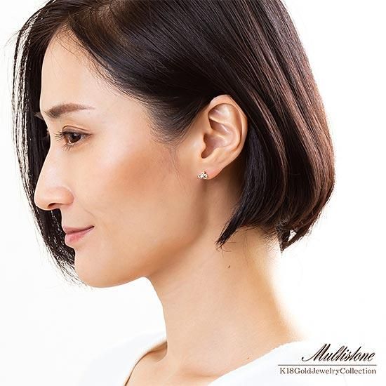 女性へのプレゼント K18YG アクアマリン＆トパーズ ピアス 18金