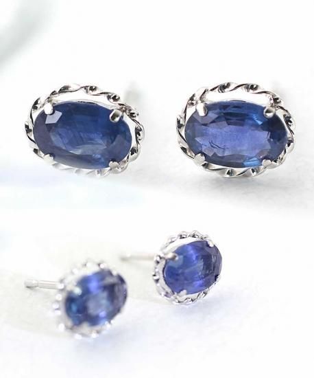 9月誕生石のプレゼント K18WG サファイア ピアス 9月誕生石 18金