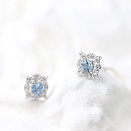 4℃ k10WG ピアス ダイヤモンド アクアマリン ヨンドシー 4℃ K10WGアクアマリンピアス （メーカー指定色