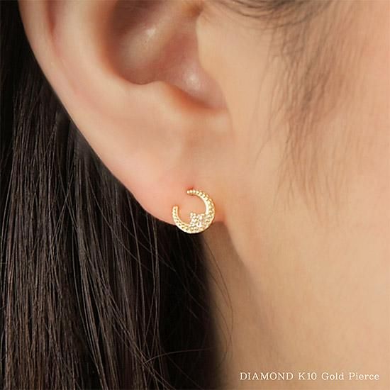 4月誕生石のアクセサリー K10 ダイヤモンド 4月の誕生石 三日月