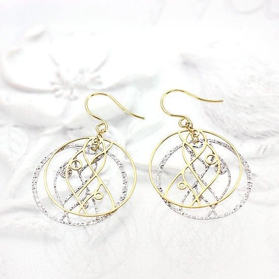 K18 WGホワイトゴールド レディース フック 透かし ピアス 18金 彼女へのプレゼント K18YG/K18WG 透かし フックピアス 18金