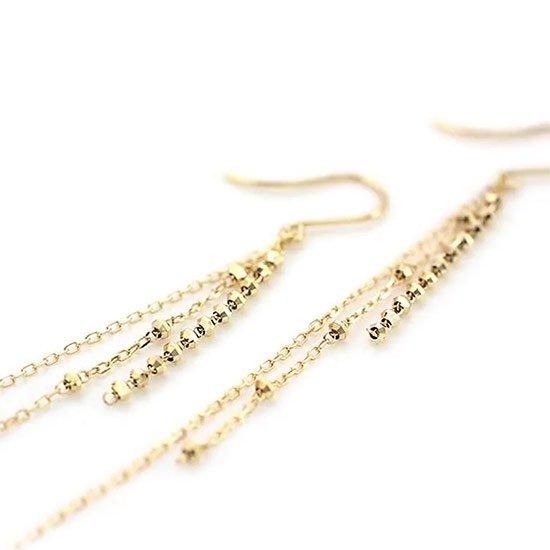 彼女へのプレゼント K18YG ロング フックピアス 18金イエロー