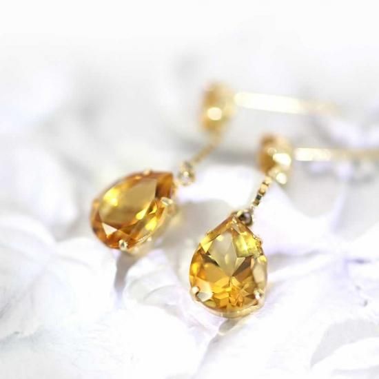 11月誕生石のプレゼント K18YG シトリン 11月の誕生石 ティアドロップ