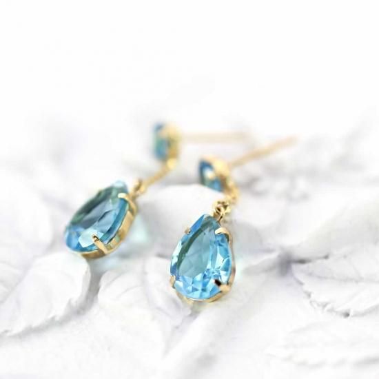 11月誕生石のプレゼント K18YG 11月の誕生石 ブルートパーズ ティア