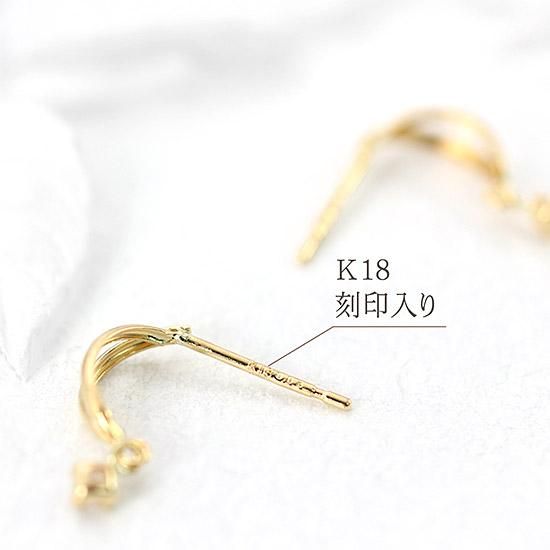 18金 ダイヤモンドピアス K18 ピンクゴールド ハートピアス 4月