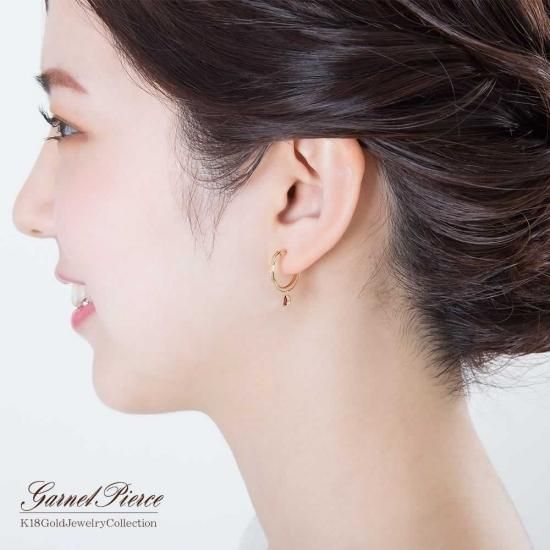 K18PGガーネットピアス　新品未使用品 ロードライトガーネット ピアス K18PG 18k 18金 4mm ピンク