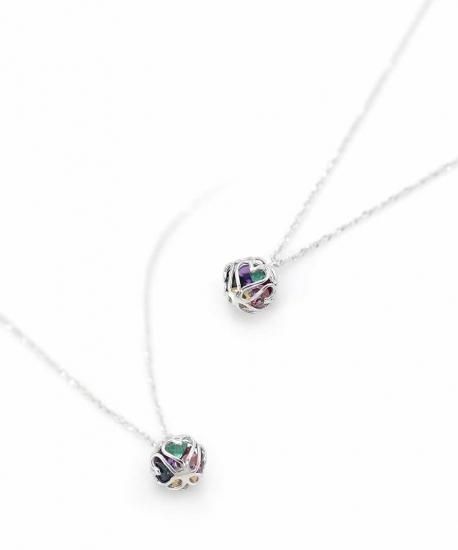 k10wg.k18wg.D0.08ct ネックレス美品 アクセサリーのプレゼント K10WG 7石 アミュレット ネックレス
