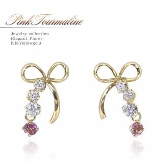 楽天市場】サファイア 18K ピアス 可愛い リボン モチーフ