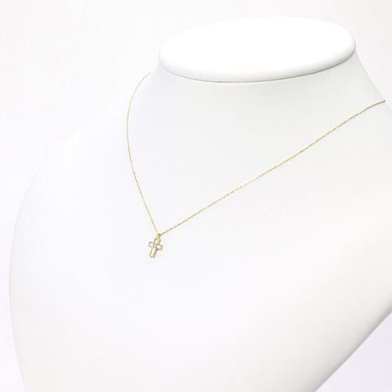 最新モデル 4月誕生石のアクセサリー K10 ダイヤモンド クロス ネックレス ゴールド