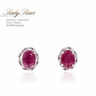 7月誕生石のアクセサリー K18PG ルビー フラワーピアス 7月の
