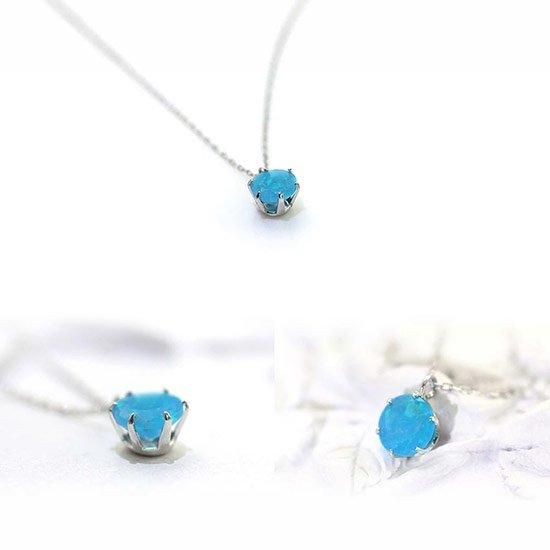 10月誕生石のアクセサリー K18WG ブルーオパール 10月誕生石