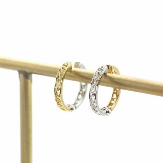 k18 k14WG リバーシブル フープイヤリング