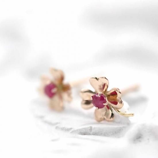 7月誕生石のアクセサリー K10PG ルビー 7月誕生石 ピアス 10金