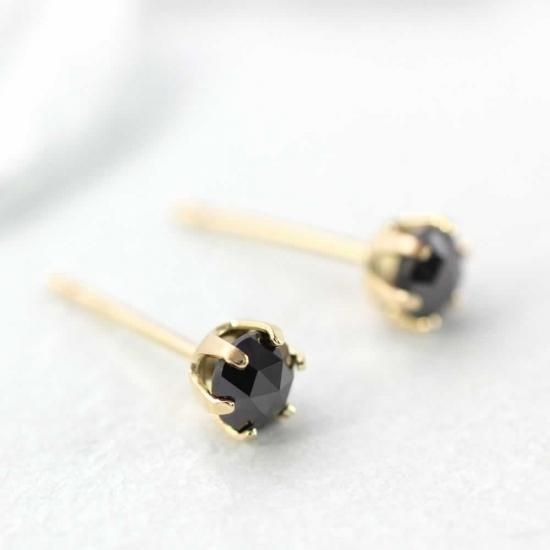 K18YG ブラックダイヤモンド 4月の誕生石 ピアス 18金イエローゴールド