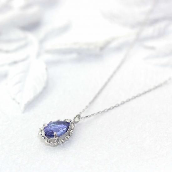 K18WG タンザナイト 12月の誕生石 ネックレス 18金ホワイトゴールド
