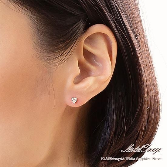 アクセサリーのプレゼント K18WG ホワイトサファイア ピアス 18