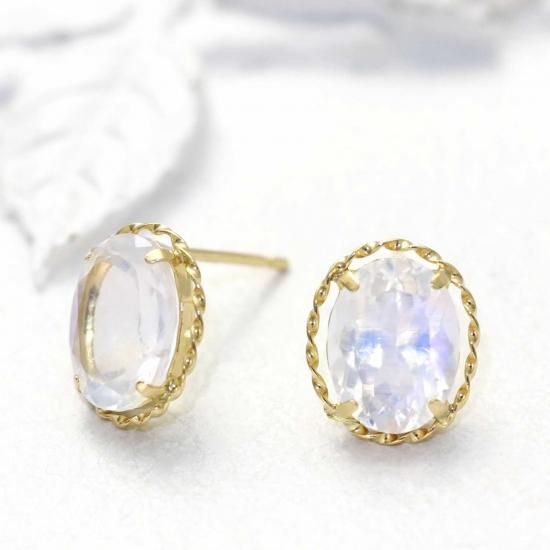 アクセサリーのプレゼント K18YG ブルームーンストーン ピアス 18金