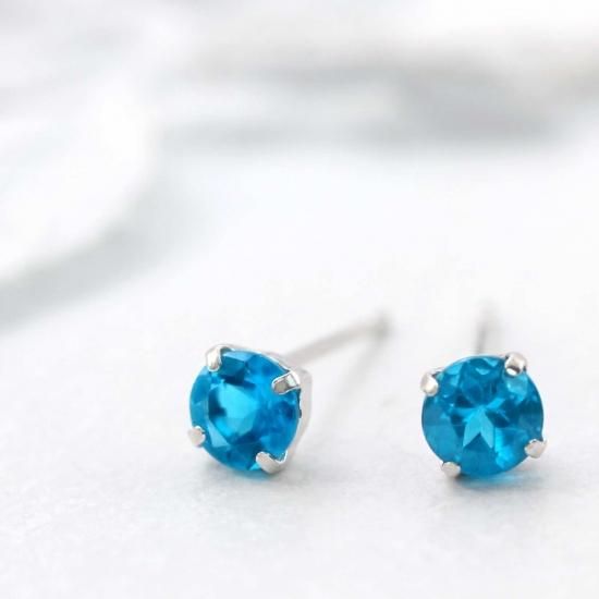 アパタイト　K18WG　ピアス アクセサリーのプレゼント K18WG インディゴアパタイト ピアス