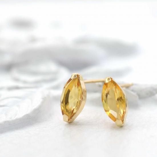 シトリン ピアス 18K シンプル レディース 菱形 18金 イエロー