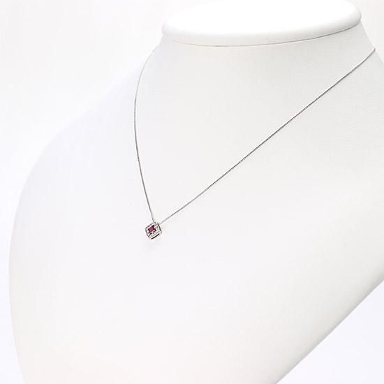 7月誕生石のアクセサリー K18WG 7月誕生石 ルビー＆ダイヤモンド