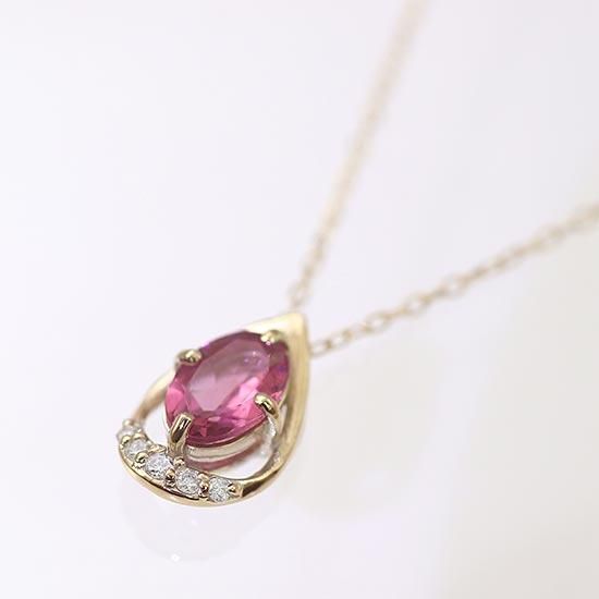 アクセサリーのプレゼント K10YG ピンクトルマリン＆ダイヤモンド