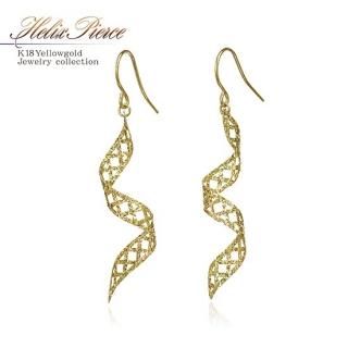 彼女へのプレゼント K18YG オープンリーフ ピアス 18金イエロー
