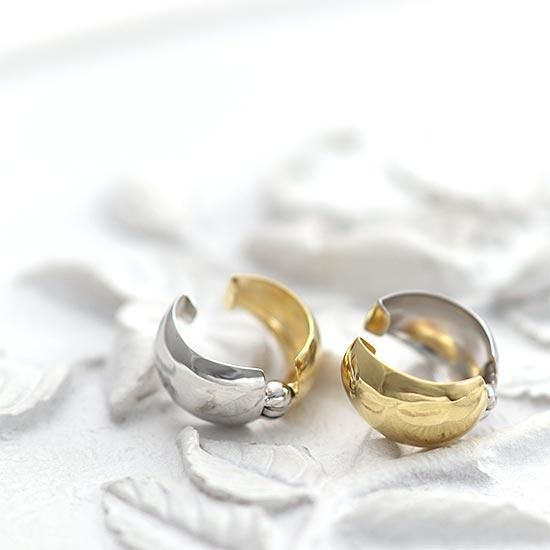 彼女へのプレゼント K18YG/K14WG リバーシブル フープ ピアリング 18金