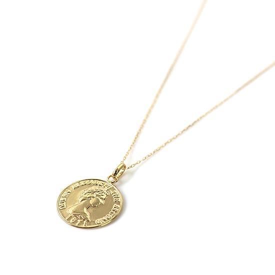 アクセサリーのプレゼント K18YG コイン ネックレス 18金