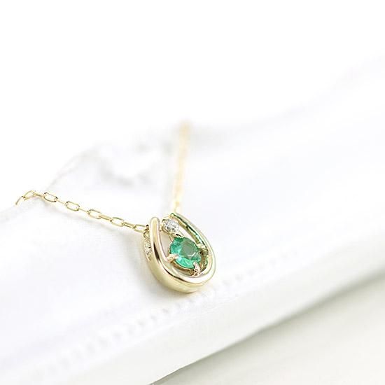 5月誕生石 エメラルド ネックレス レディース 18金 K10/K18