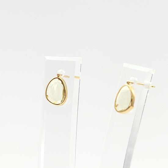 女性へのプレゼント K18YG レモンクォーツ ピアス 18金イエロー