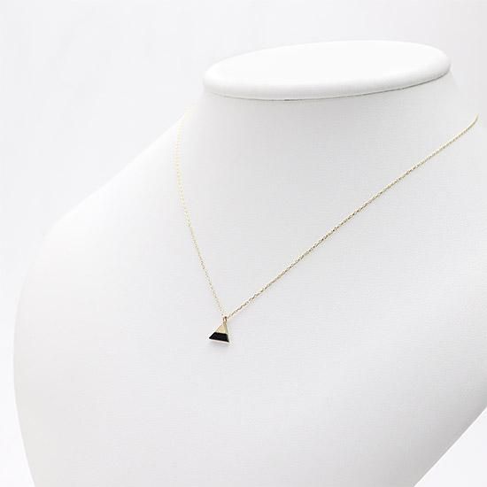 女性へのプレゼント K10YG トライアングル オニキスネックレス