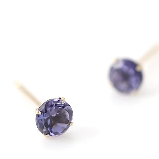 3月誕生石のアクセサリー K10YG アイオライト 3月誕生石 ピアス