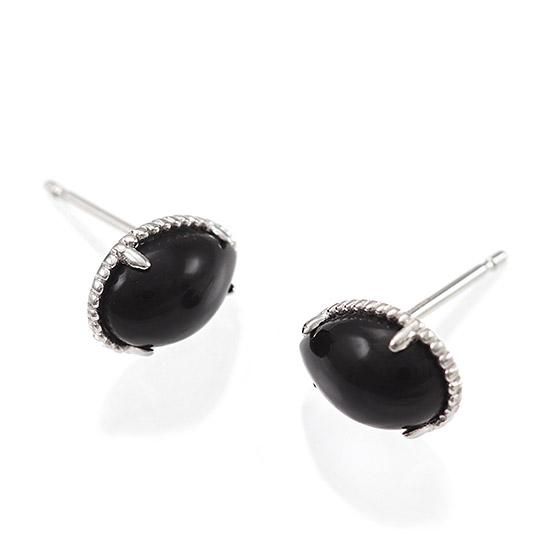 モノトーン！　オニキス　38×17㎜　K18WG ピアス（LA-7526） 女性へのプレゼント K18WG オニキス ピアス 18金ホワイト