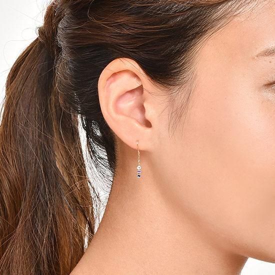アクセサリーのプレゼント K18YG マルチストーン フックピアス