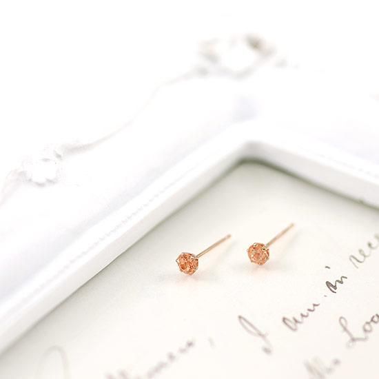 K18PGガーネットピアス　新品未使用品 ロードライトガーネット ピアス K18PG 18k 18金 4mm ピンク