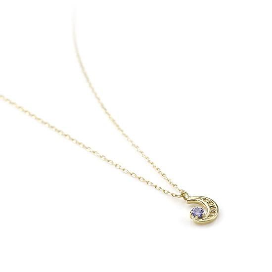 12月誕生石のプレゼント K10YG タンザナイト 三日月ネックレス